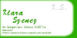 klara szencz business card